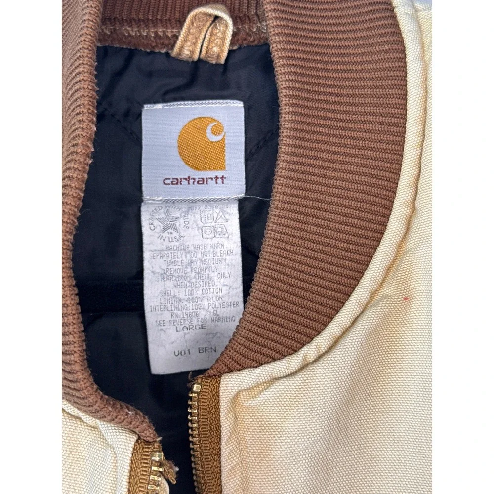Vintage Carhartt V01 BRN Duck Canvas Work Vest Tan Brown Made in USA Mens Large